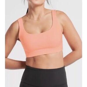 ATHLETA EXHALE SPORTS BRA A-C, SIZE SMALL (XS), CORAL/PEACH